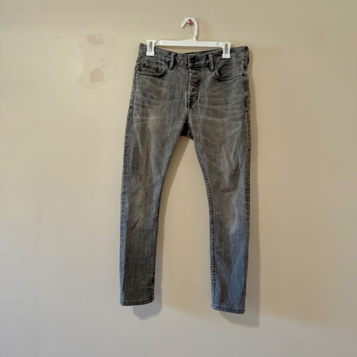 All saints Gray Jeans Cigarette Skinny Button Fly 30 x 27”