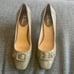 Cole Haan Patent Leather Grey Heels with Buckle