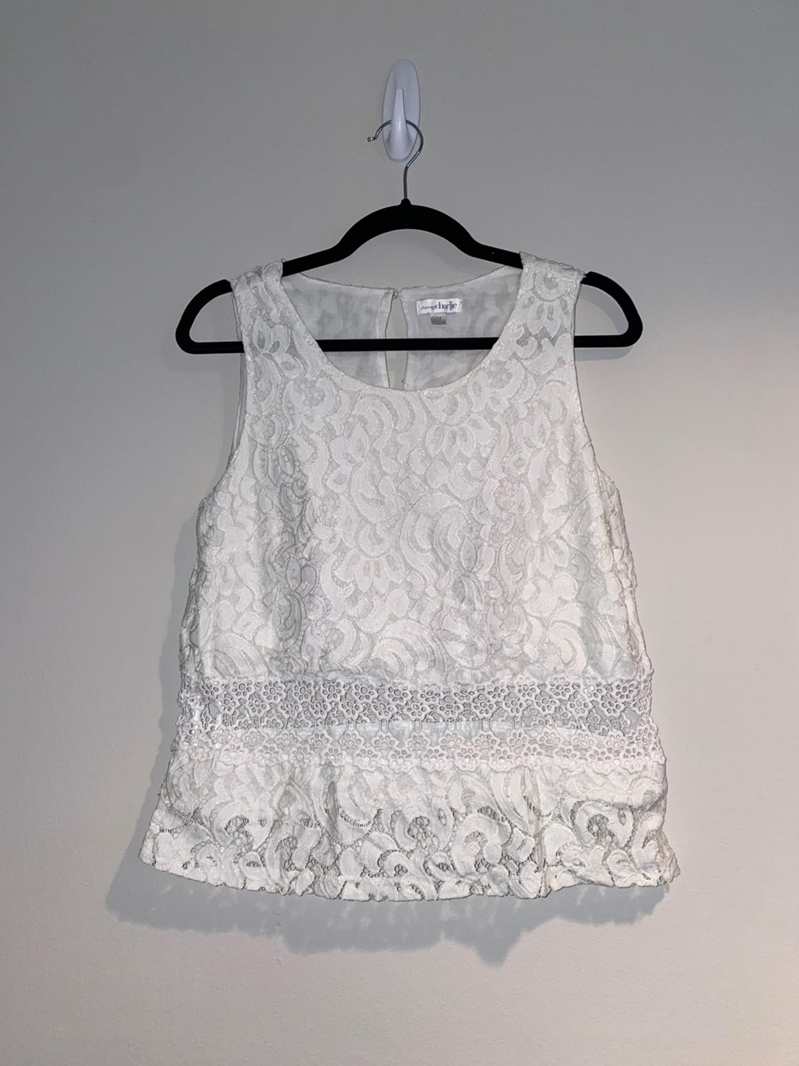 Charming Charlie White Lace Tank Top