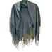 Vintage Black Sheer Chiffon Shawl Wrap Hand Tied 8 Fringe Black Square, BOHO!