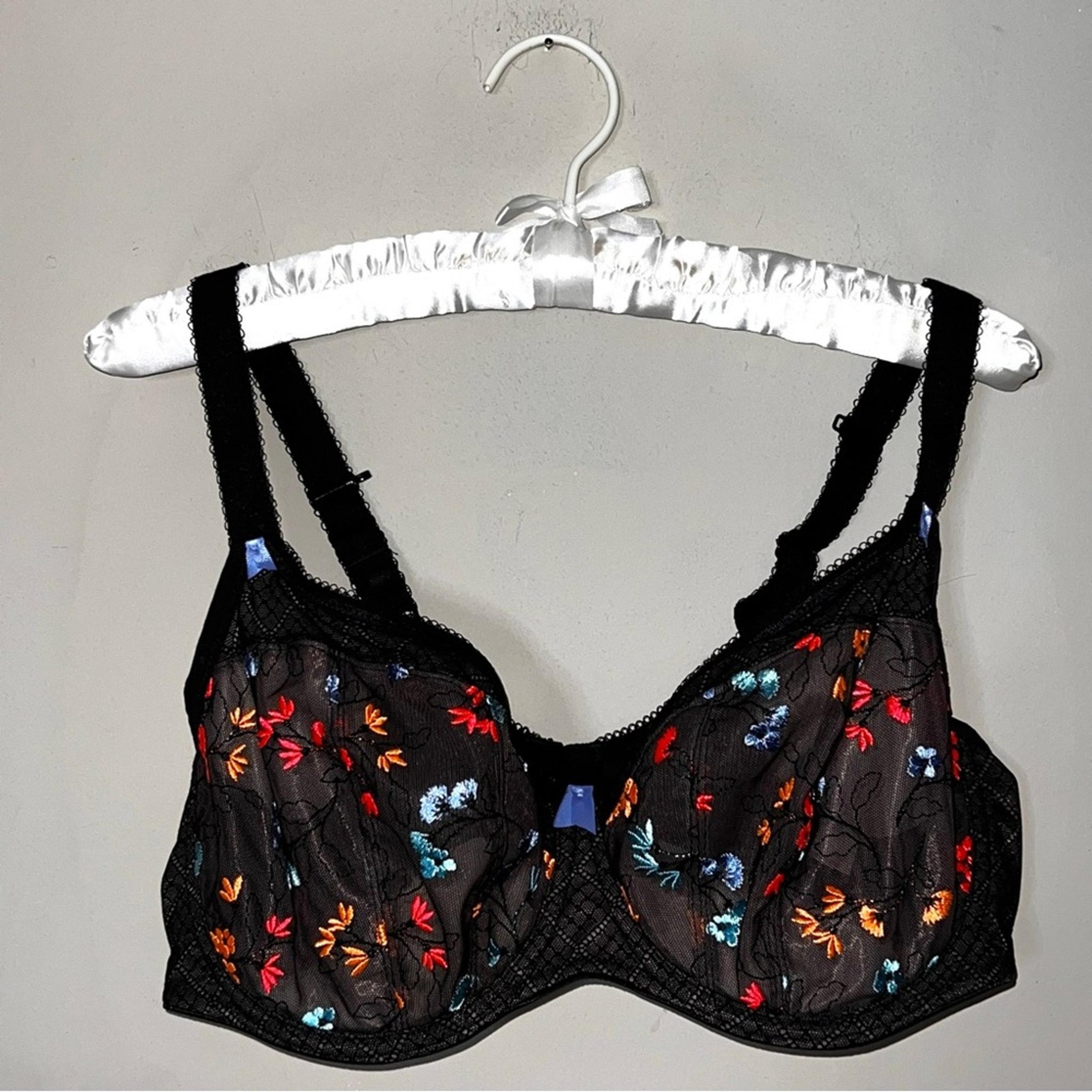 ELOMI BRA OPAL UNDERWIRE LACE FLORAL EL8660 BLACK 38G