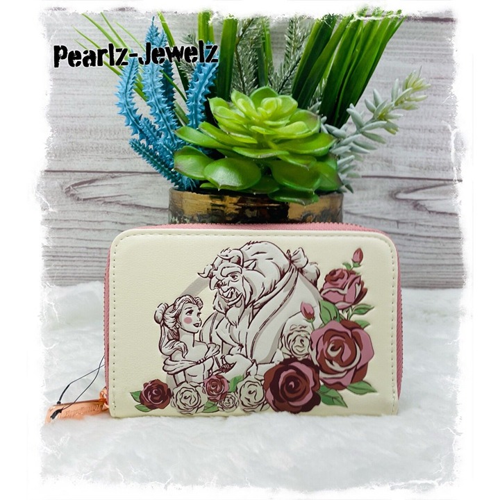 Loungefly Beauty & Beast Princess Belle Floral White Pink Wallet BoxLunch NWT