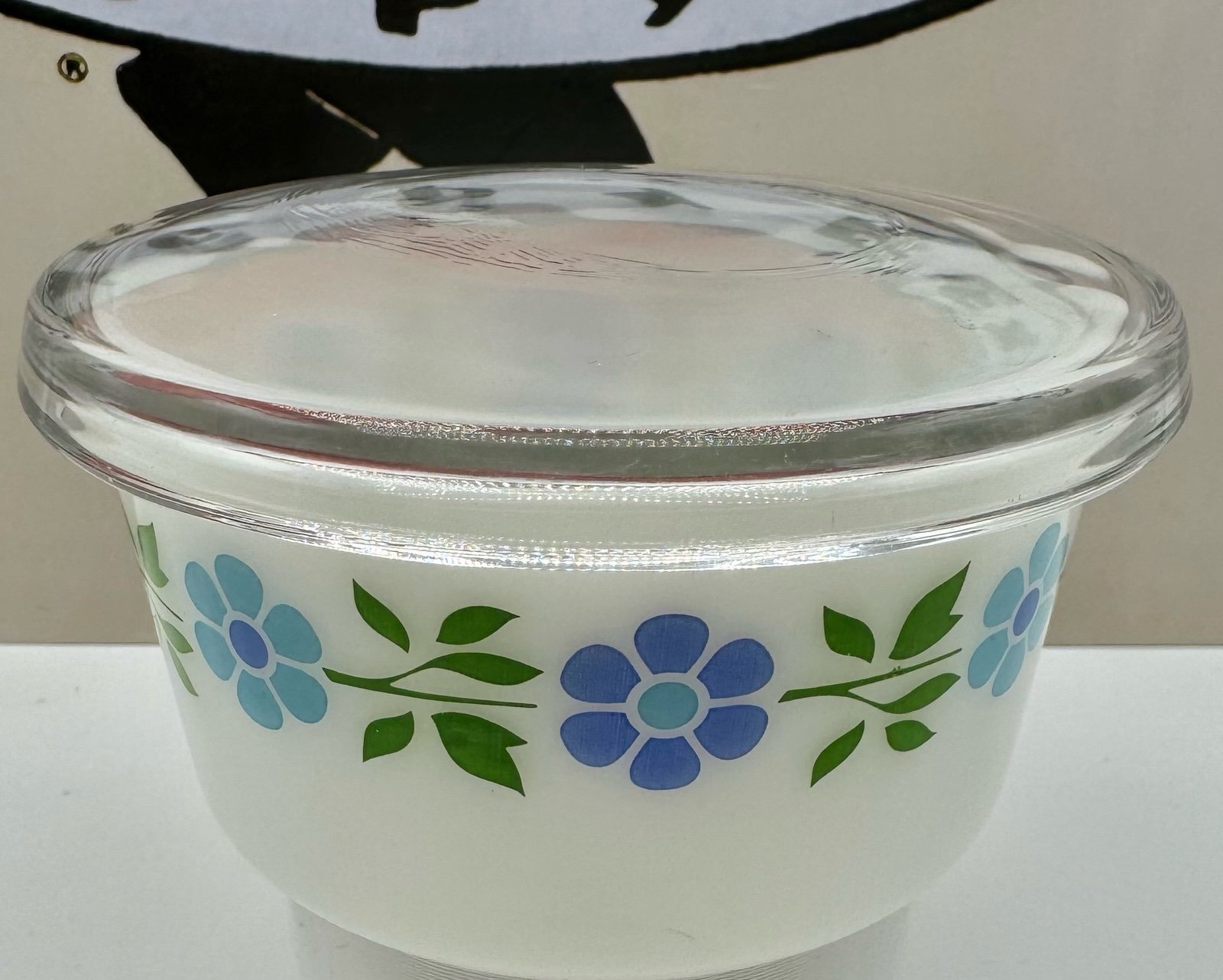 Vintage JAJ Pyrex Blue Band Daisy Margarine/Butter Dish W/Lid
