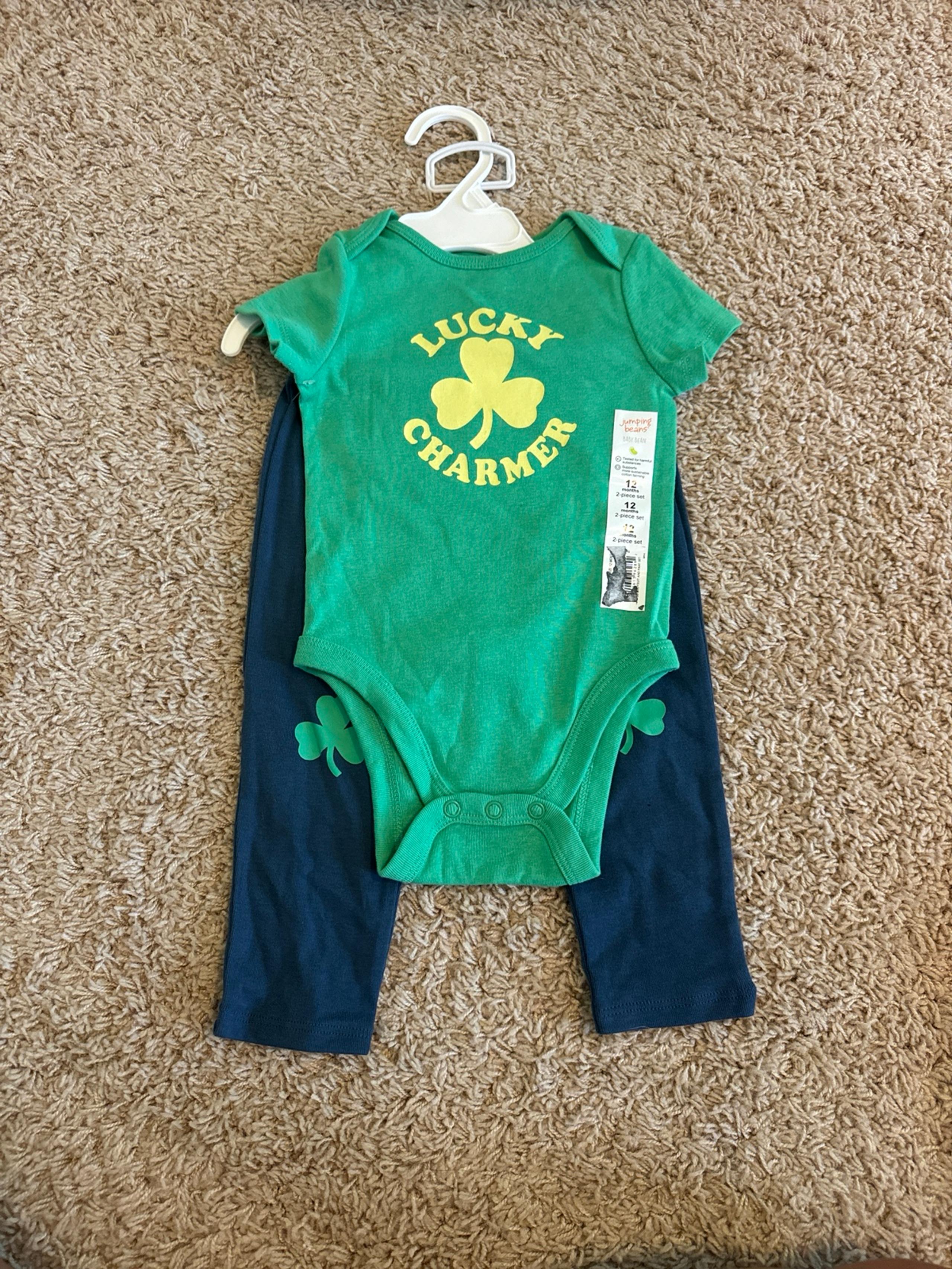 Jumping Beans baby girl lucky charms onesie and leggings matching set