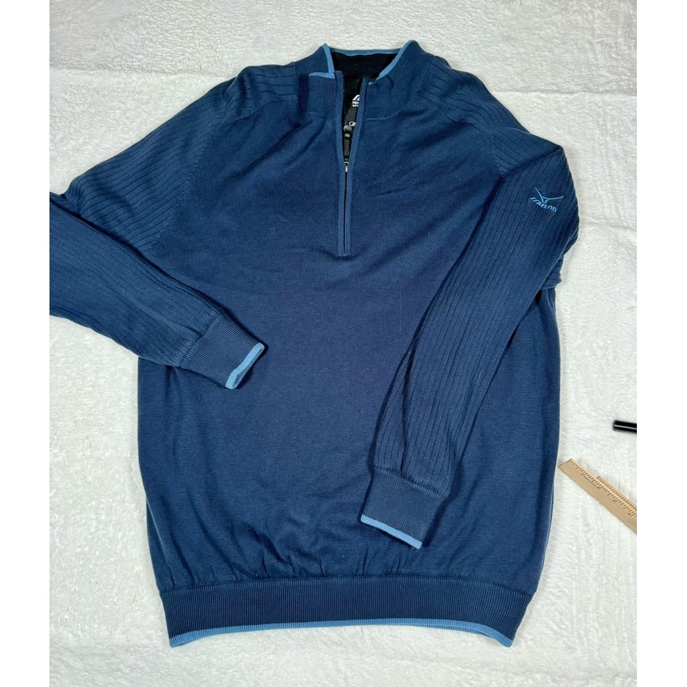 Mizuno Performance Wear X Size XL Dark Blue WindLite Lined Quarter Zip Sweater