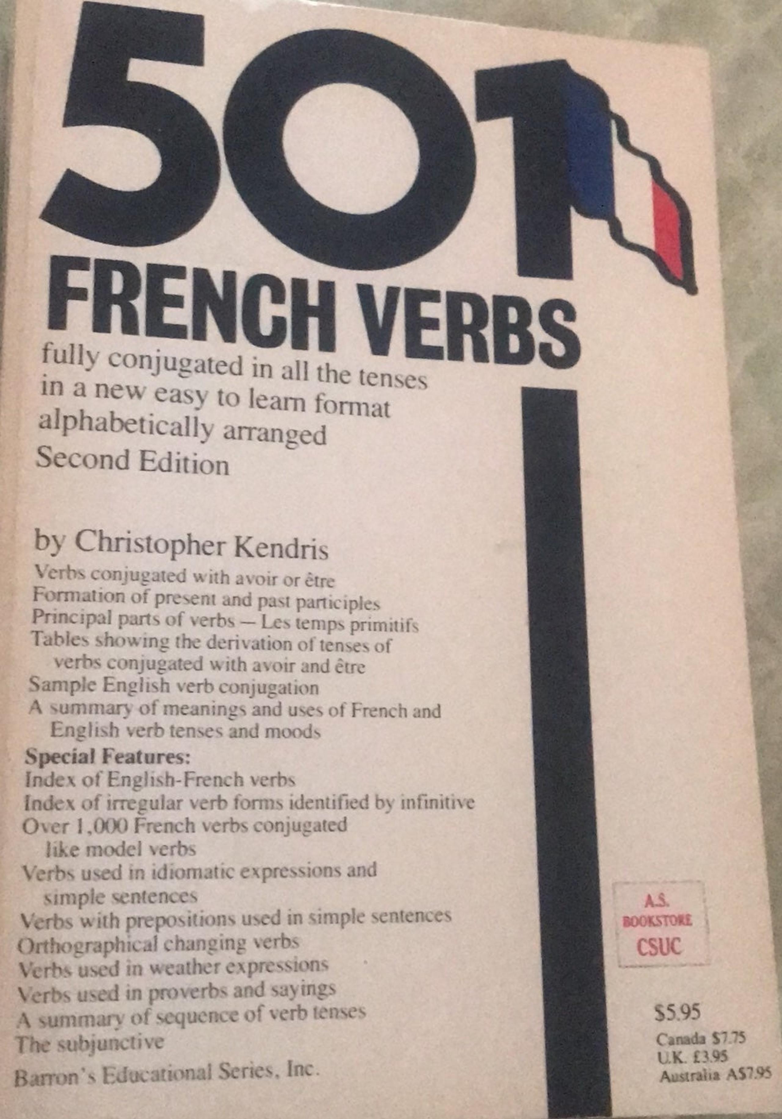 501 French Verbs paperback book Fully conjugated in all tenses In a new easy to