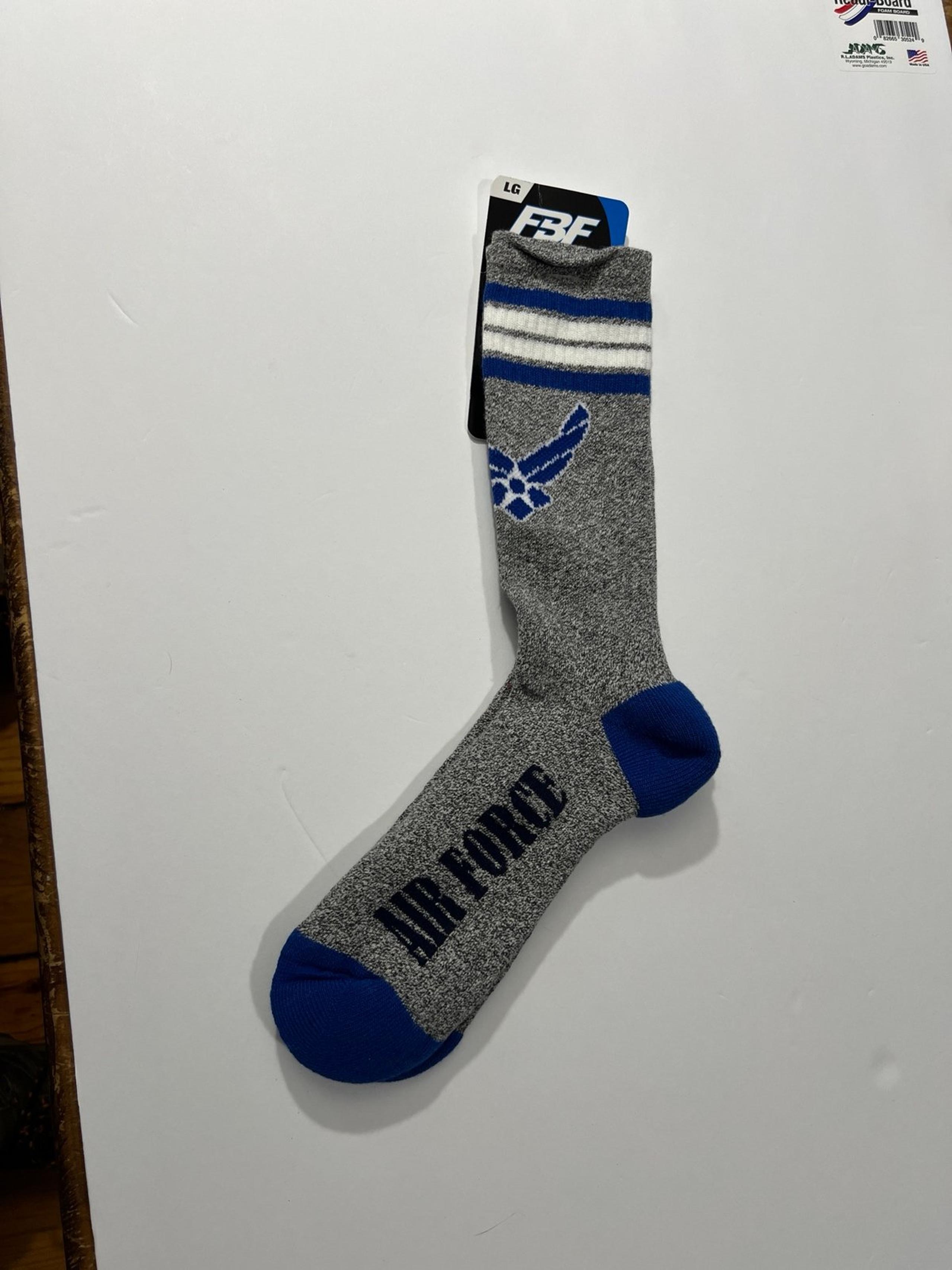 Air Force Marbled Gray Crew Socks Size Large For Bare Feet NEW