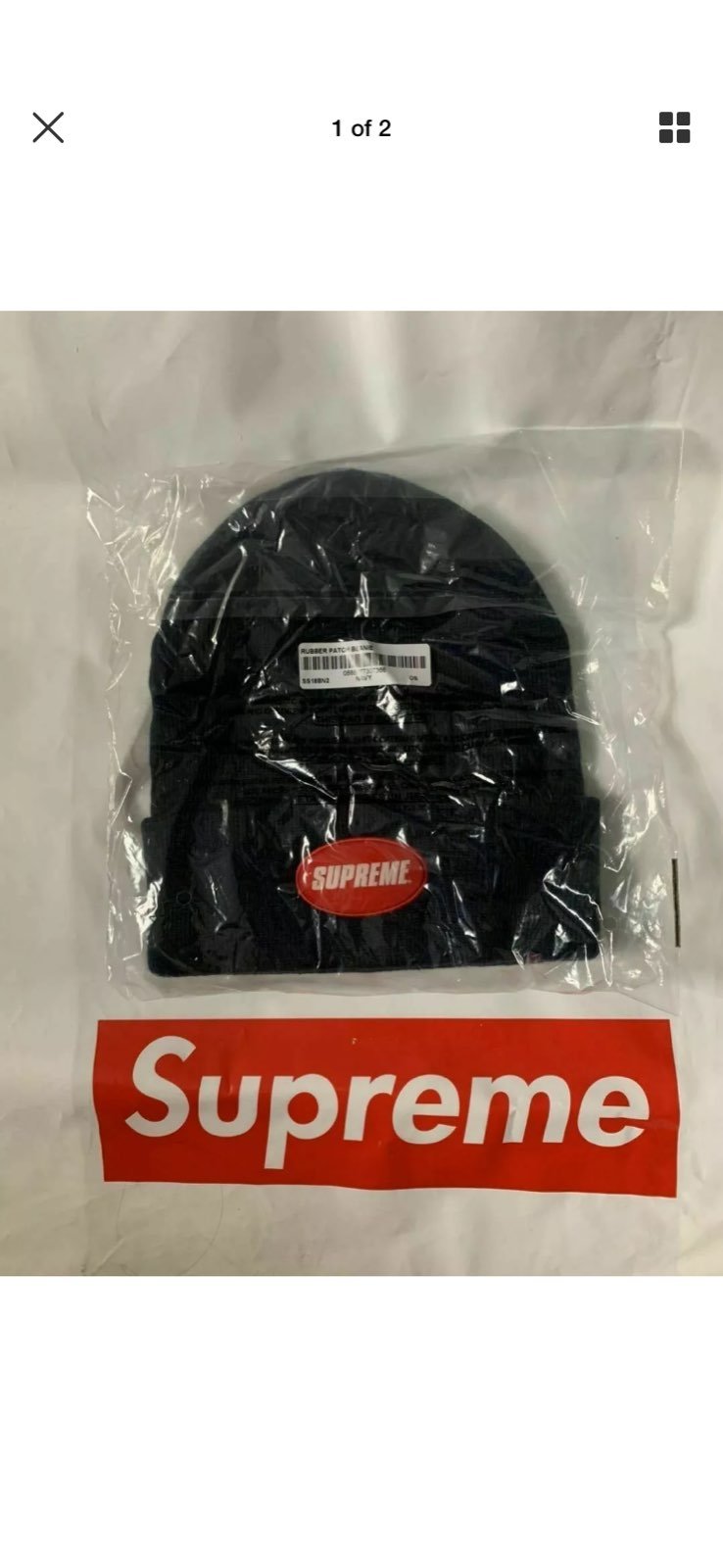 New Supreme Navy Red Logo Beanie Hat