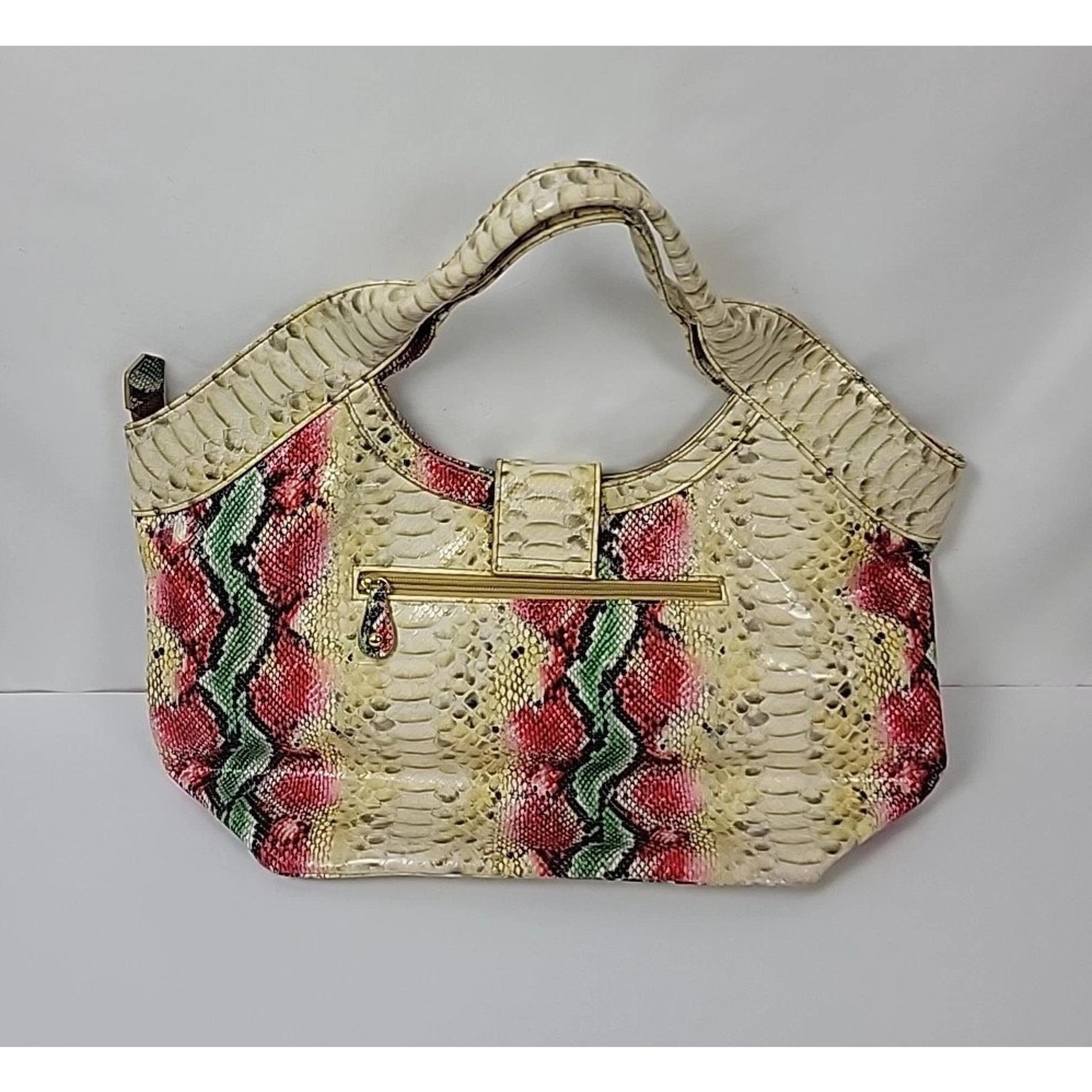 Big Buddha Colorful Leather Snake Print Women's Handbag Purse Tote Pockets