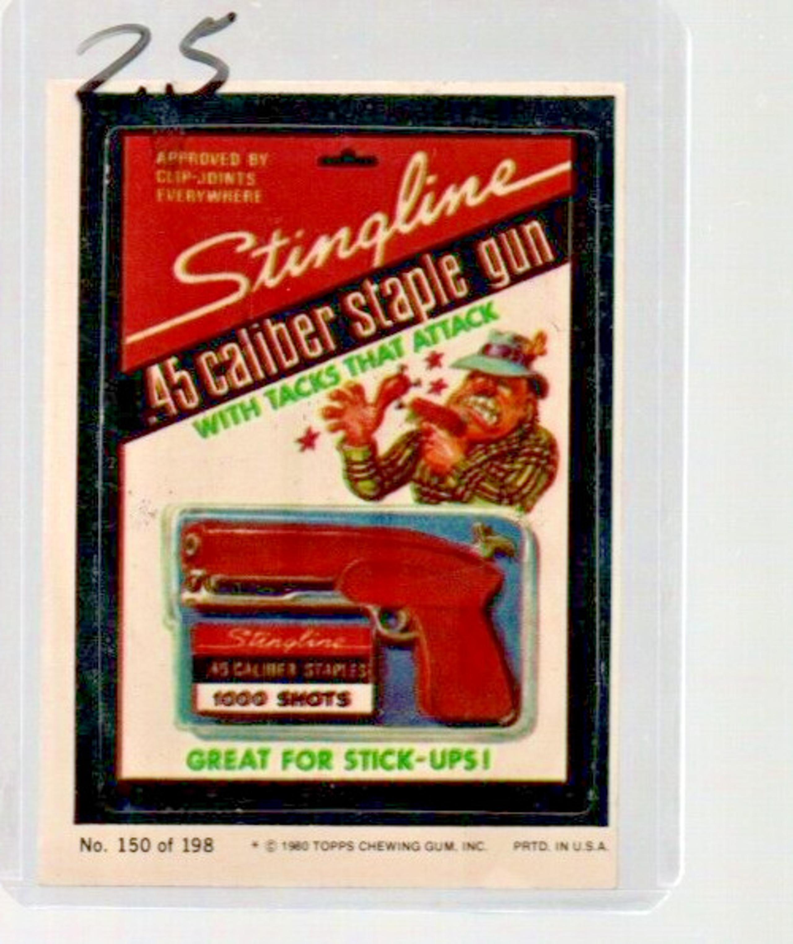 1975 TOPPS WACKY PACKAGES STINGLINE 45 CALIBER STAPLE GUN FOOTBALL BACK
