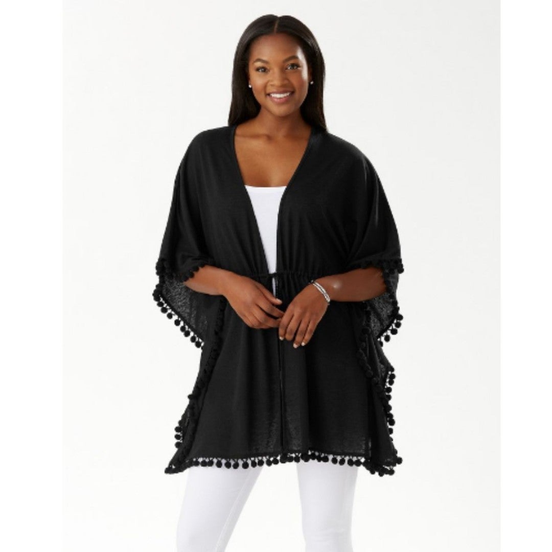 NWT Tommy Bahama Linen blend Jersey Pom-Pom Tunic Top One Size