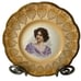 Antique TS&T Portrait Plate Lady Purple Dress Gold Signed Vettori USA 9