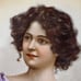 Antique TS&T Portrait Plate Lady Purple Dress Gold Signed Vettori USA 9