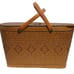 VTG 1950's RED-MAN Picnic Woven Wicker Basket w/Hinged Lid - Made in USA