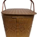 VTG 1950's RED-MAN Picnic Woven Wicker Basket w/Hinged Lid - Made in USA