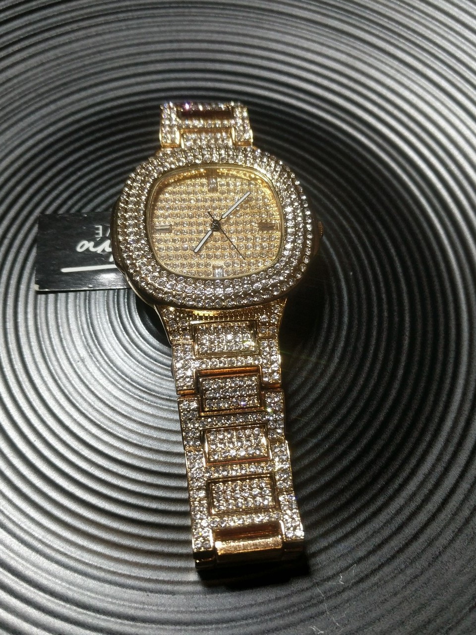 14K gold plated iced out men watch