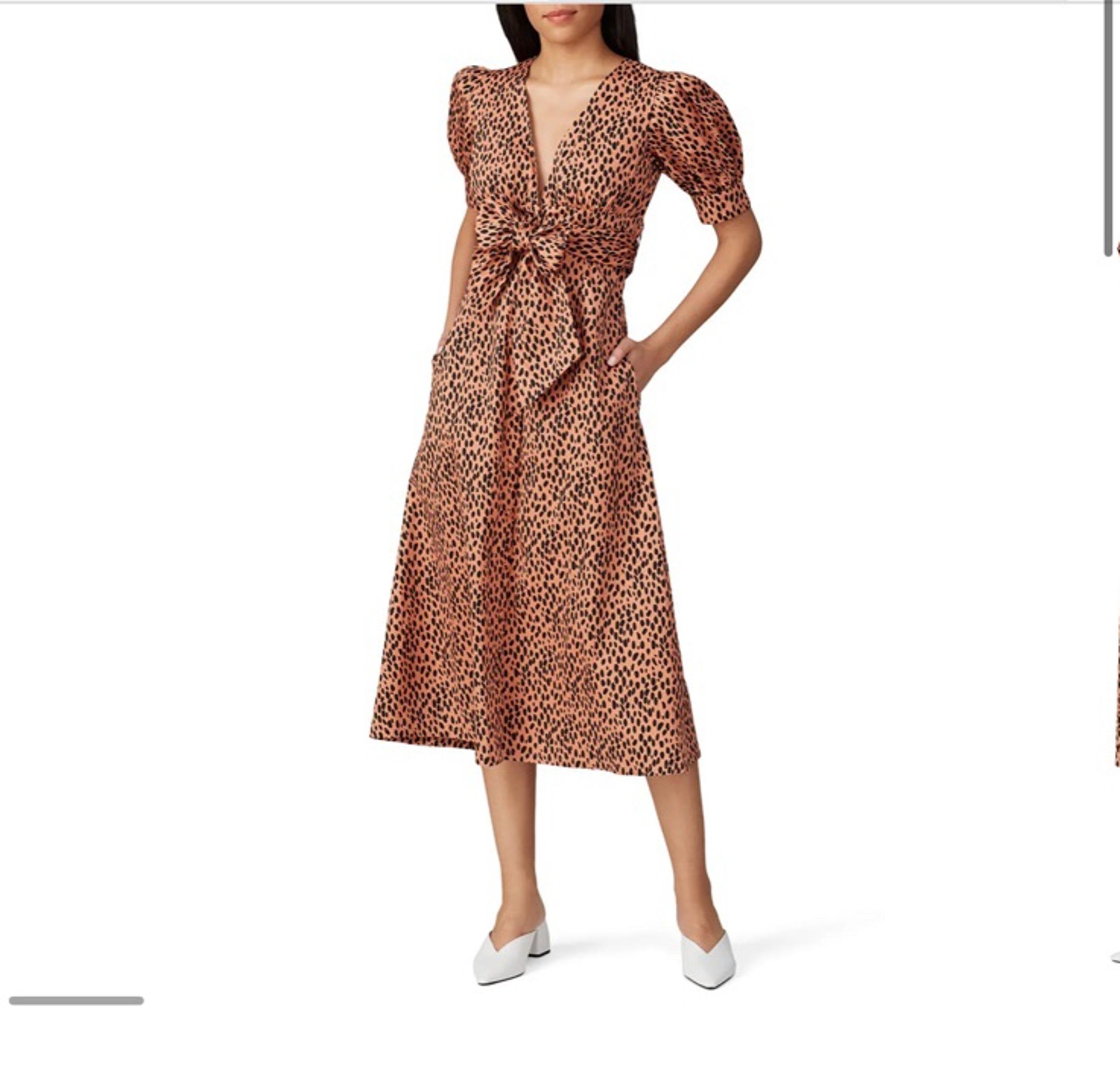 RTR Love, Whit Dotted Puffed Sleeve Midi Dress Small