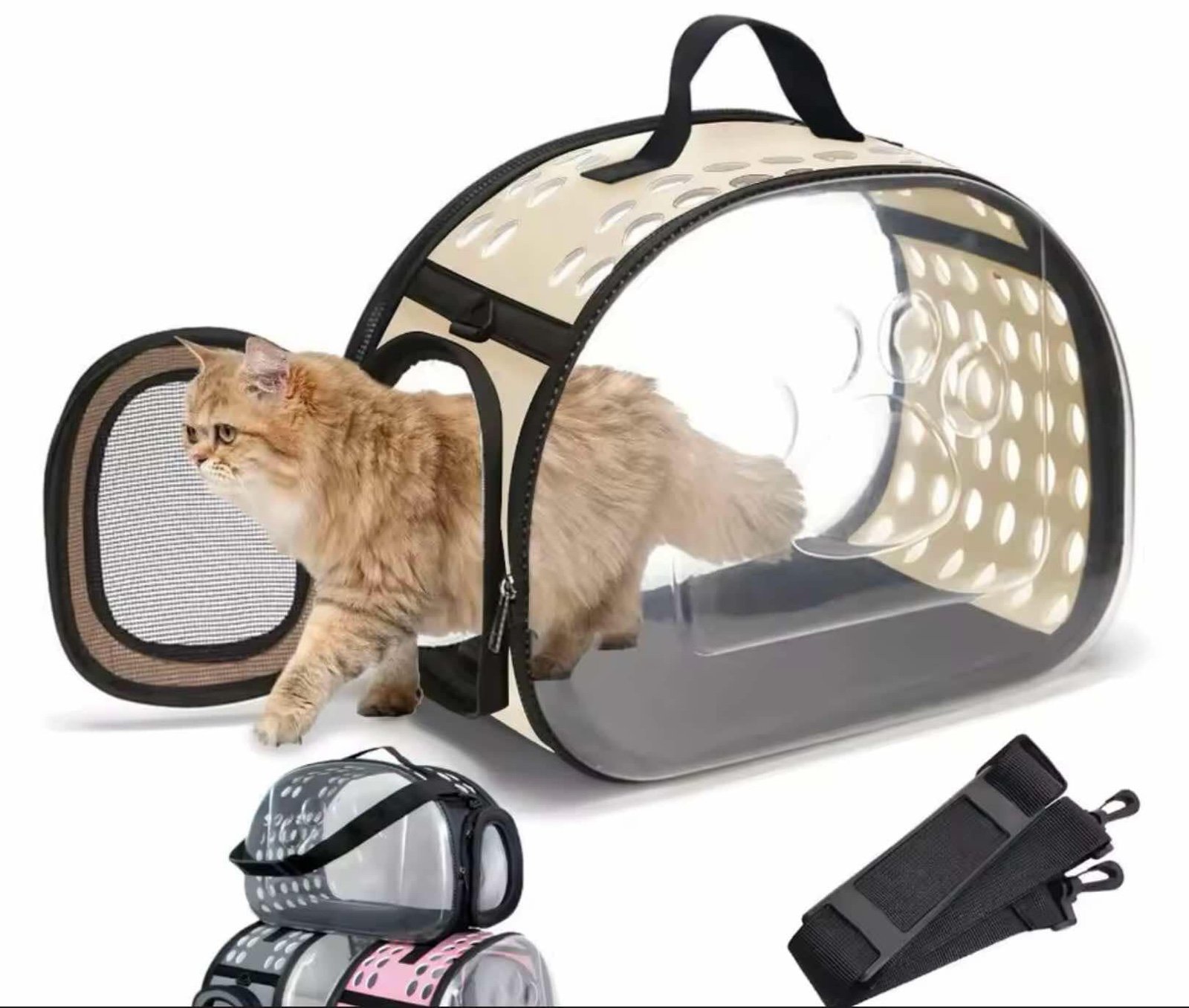 Transparent Foldable Outdoor Pet Travel Carrier Bag for Dog Cat