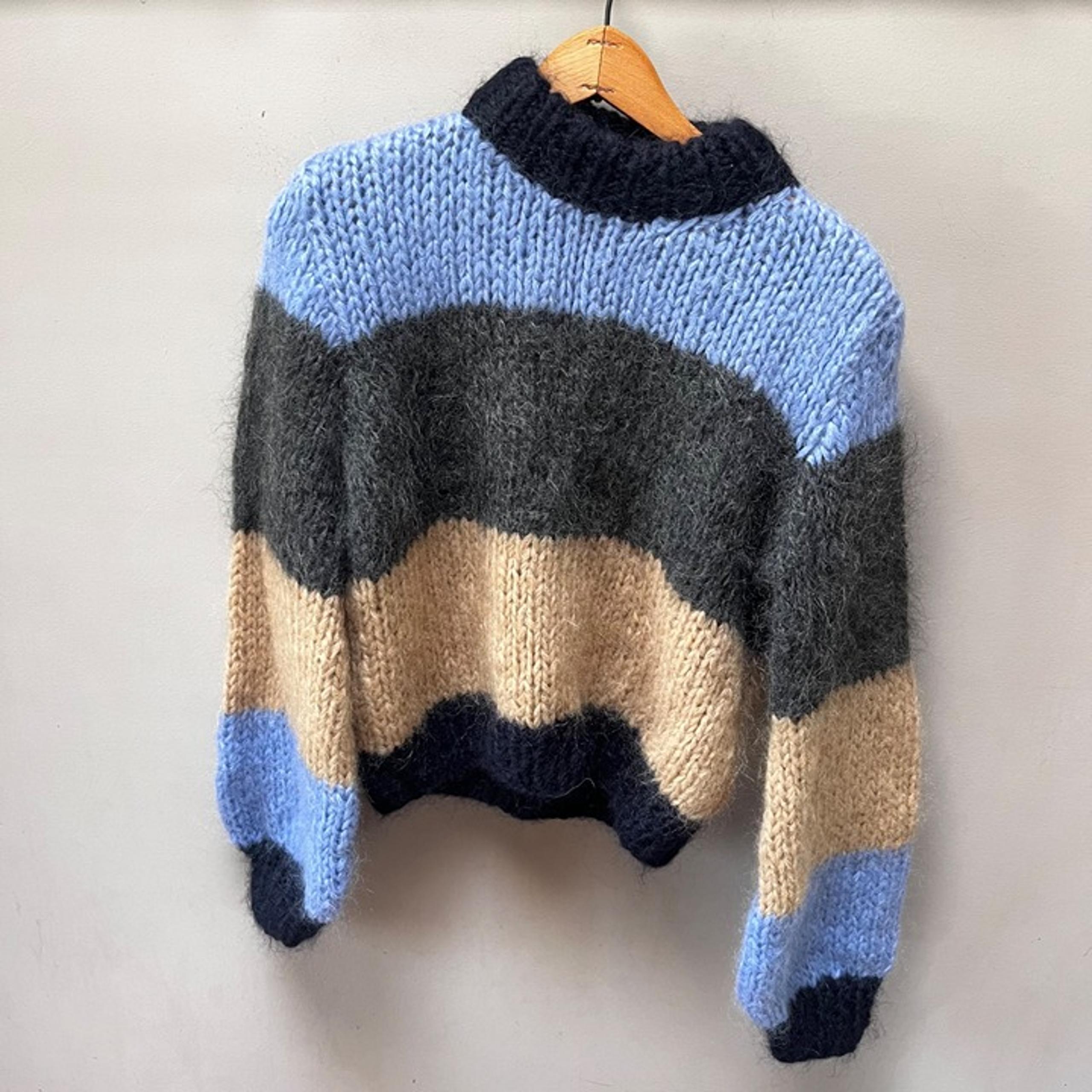 Ganni XS Julliard Striped Mohair Blend Sweater