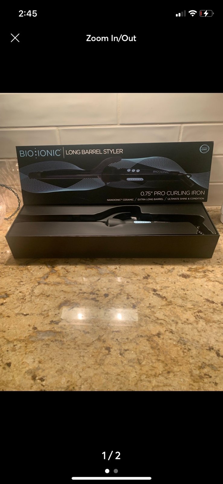 Bio Ionic 0.75” long barrel styler curling iron. original price 150