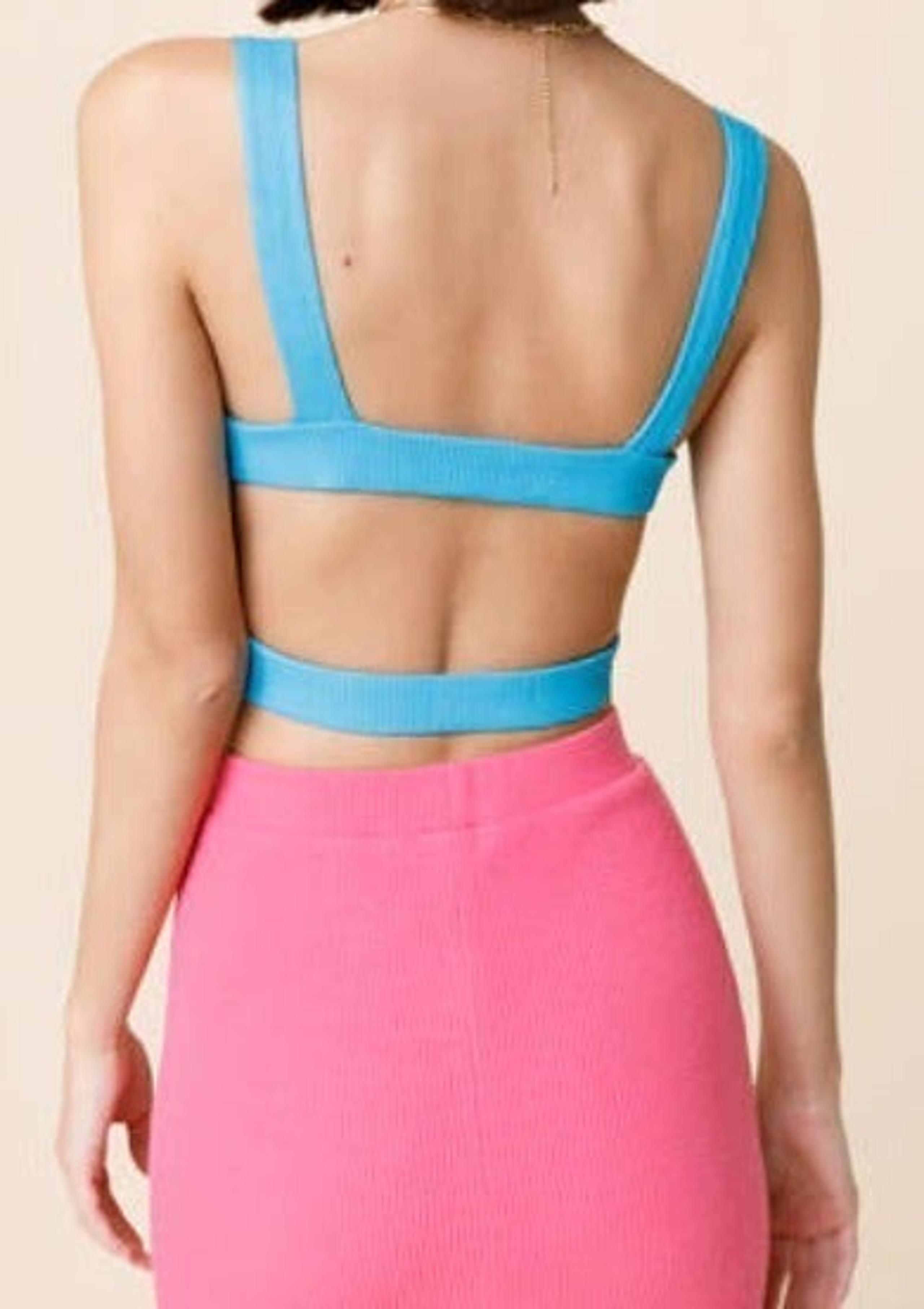 Women's Ribbed Open Back Cropped Tank Top