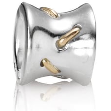 PANDORA Sterling Silver 925/14K GOLD STITCHES LACE CHARM 790327 RETIRED 925 ALE