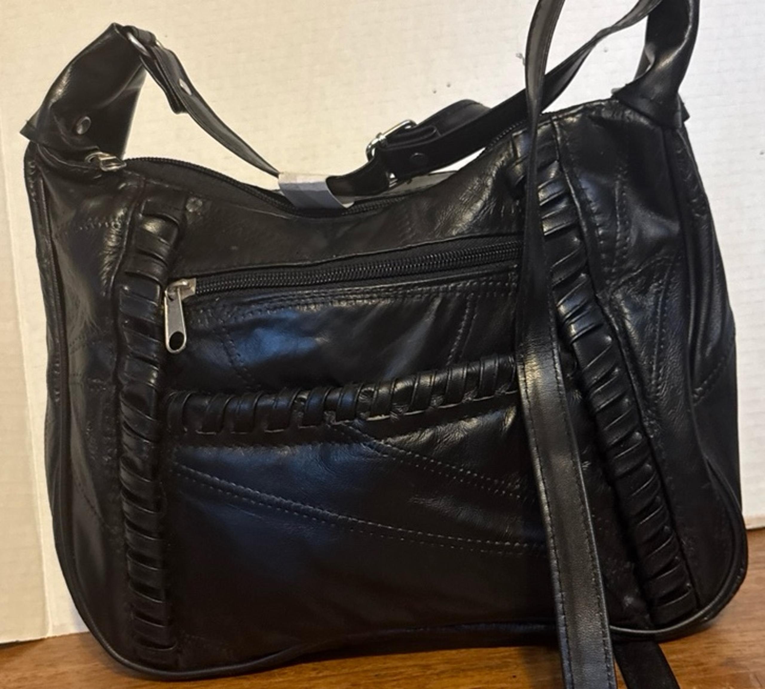 New Black Crossbody Bag With Front Pocket Front Zipper Back Zipper