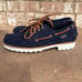 G. H. Bass Men's Ranger Camp Moc Suede Super Lug Navy Blue Boat Shoes Size 8 NEW