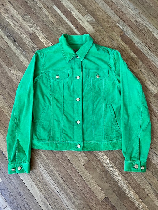 Lauren Jeans Co Ralph Lauren Green Lime Jacket Womens Medium Velvet Vintage Rare