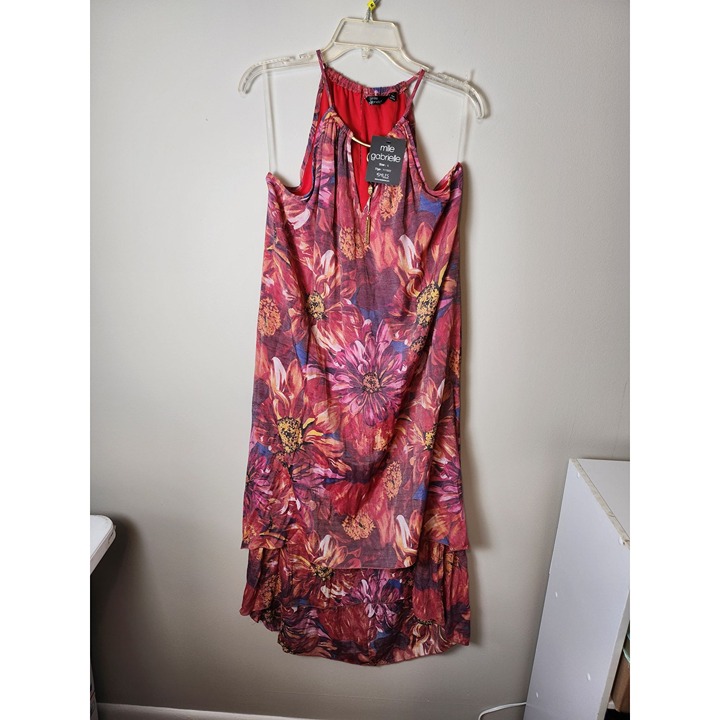 MLLE Gabrielle Pink and Purple Multicolor Floral print Maxi Dress.