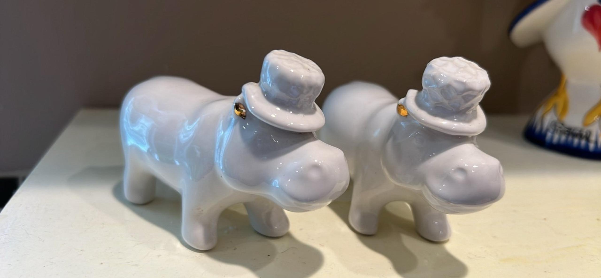 Hippos Salt & Pepper Shakers Gold Ear Tips Hippopotamus In Top Hats Target home