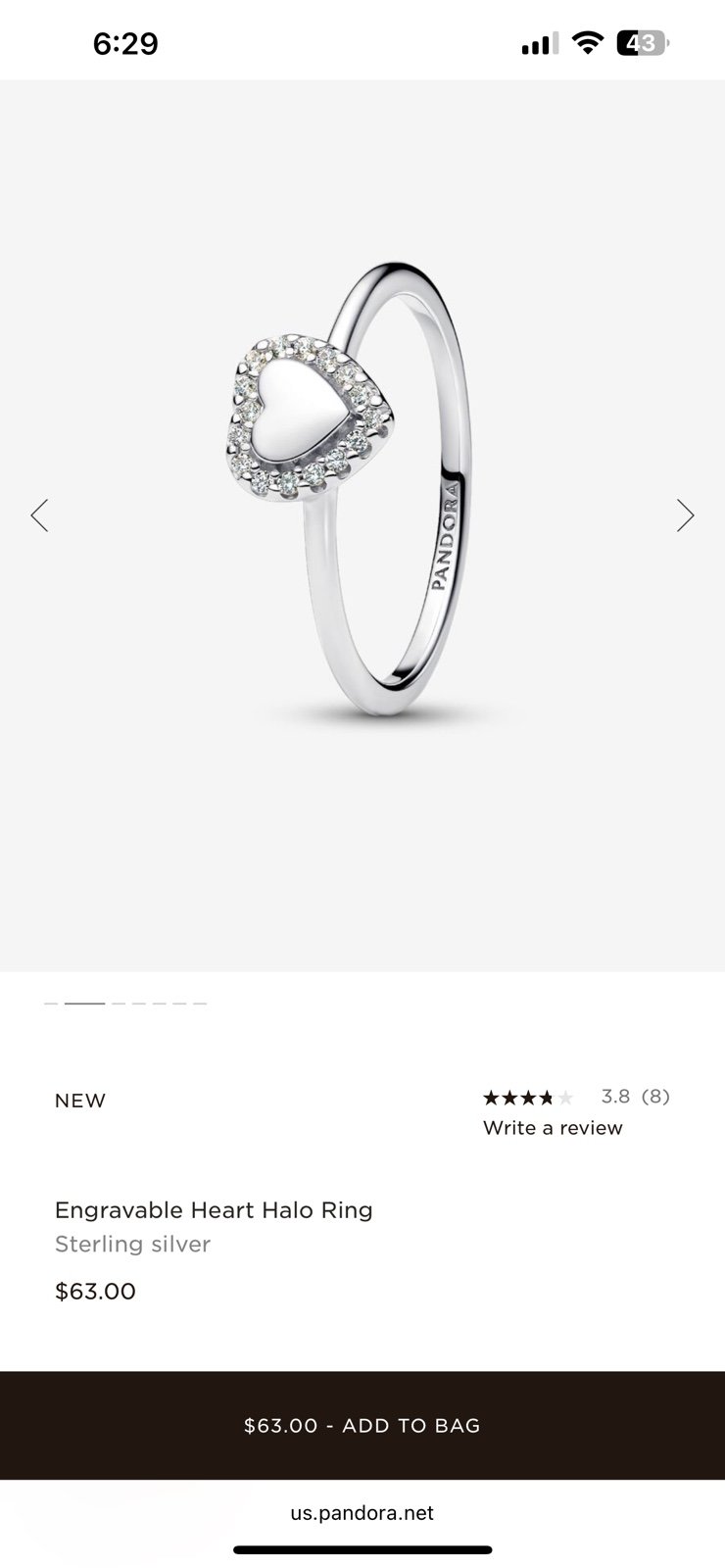 PANDORA ring size 9(58)
