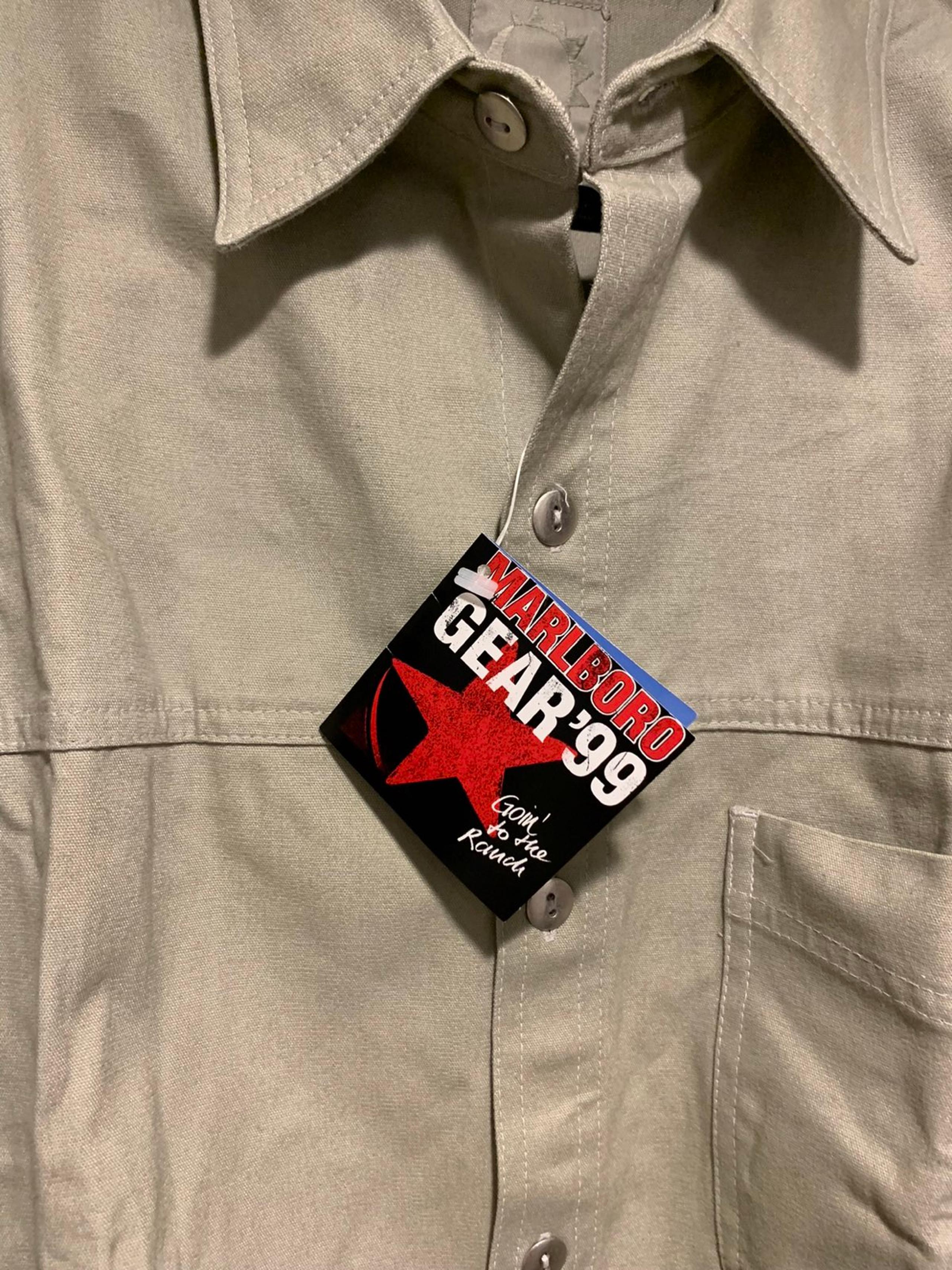 NWT Vintage Marlboro Gear Mens Large Button Down Long Sleeve Shirt Tan Western 9