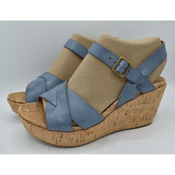 Kork Ease Womens Size 10 Ava 2.0 Blue Full Grain Leather Wedge Sandals 17967