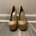 YSL Yves Saint Laurent Tribtoo Leather Pumps Heels 35.5 Beige Tan Stiletto