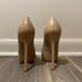 YSL Yves Saint Laurent Tribtoo Leather Pumps Heels 35.5 Beige Tan Stiletto