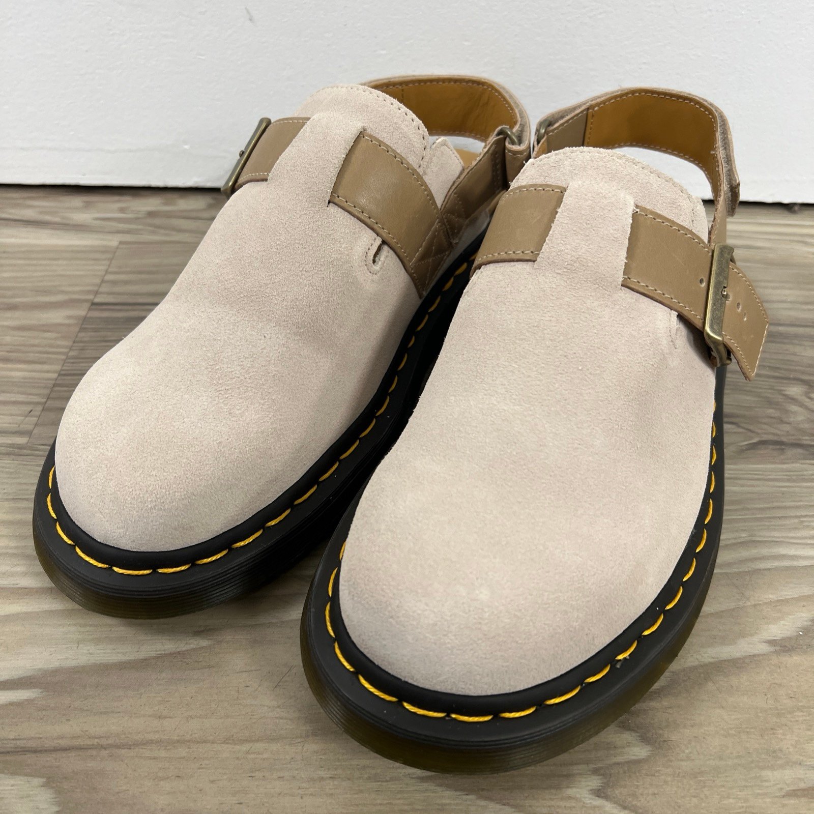 Dr Martens Jorge II Suede & Leather Slingback Mules Beige Men 10/Women 11 NWOB
