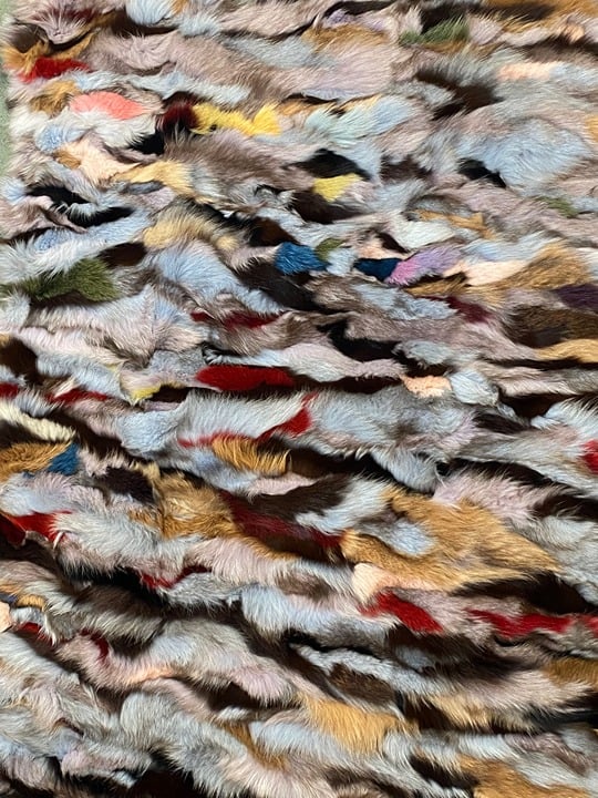 Luxurious Multi-Colored Fox Fur Blanket