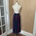 VTG 80s Retro Blue and Red Plaid Pleated Midi Maxi Skirt Brand is Edward Newmar