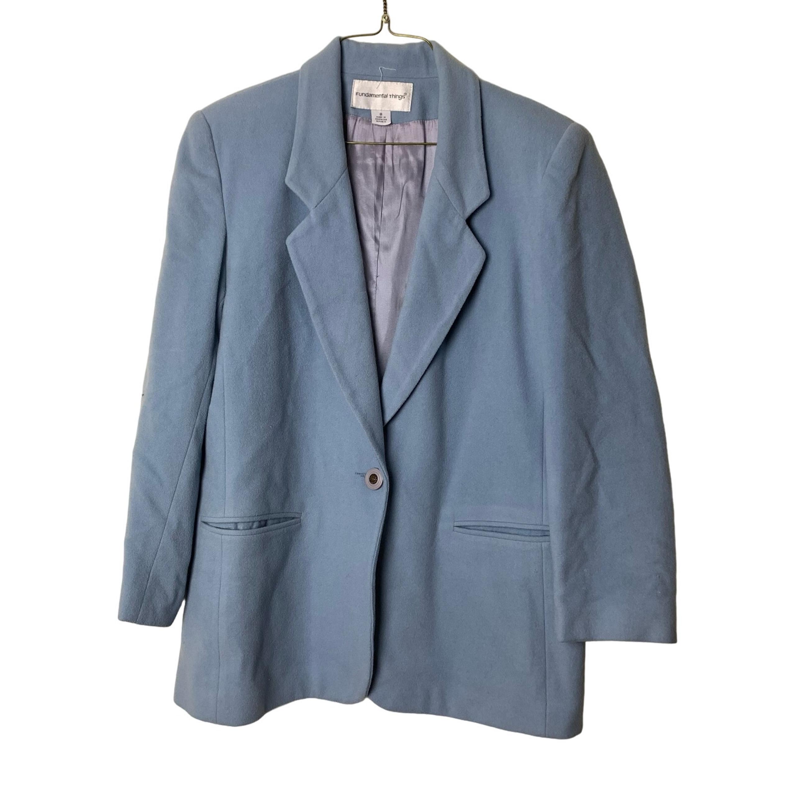 Fundamental Things Wool CASHMERE blend oversized cornflower blue blazer Size 8