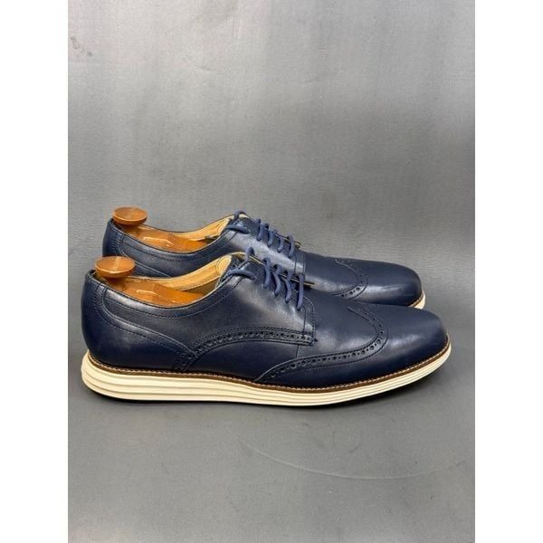 Cole Haan Men's Original Grand Wingtip Oxford blue leather shoes size 12