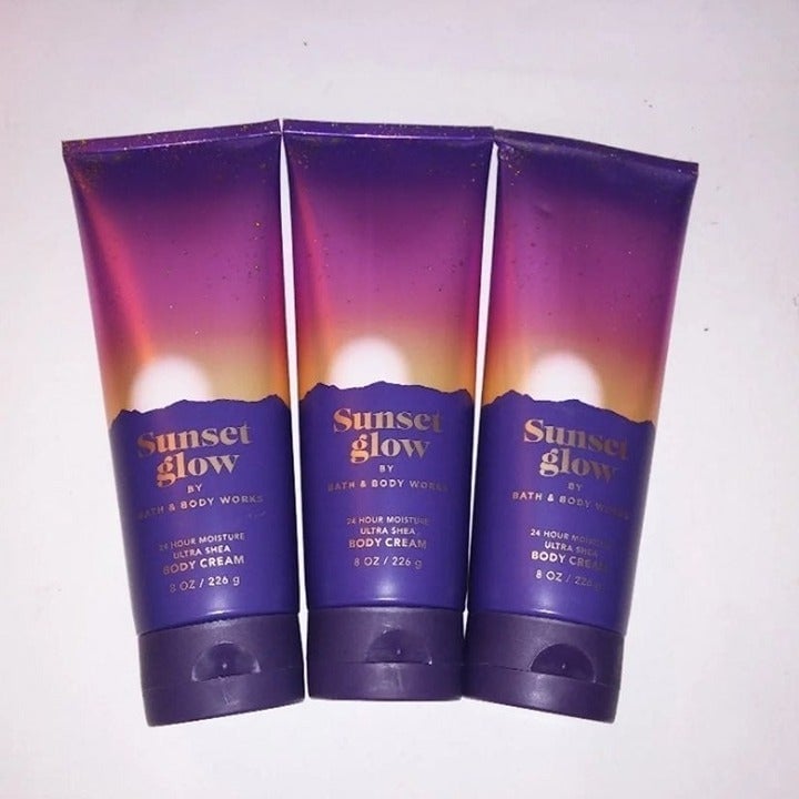Set of 3 Bath and Body Works Body Cream Lotion Sunset Glow Ultra Shea Full Size