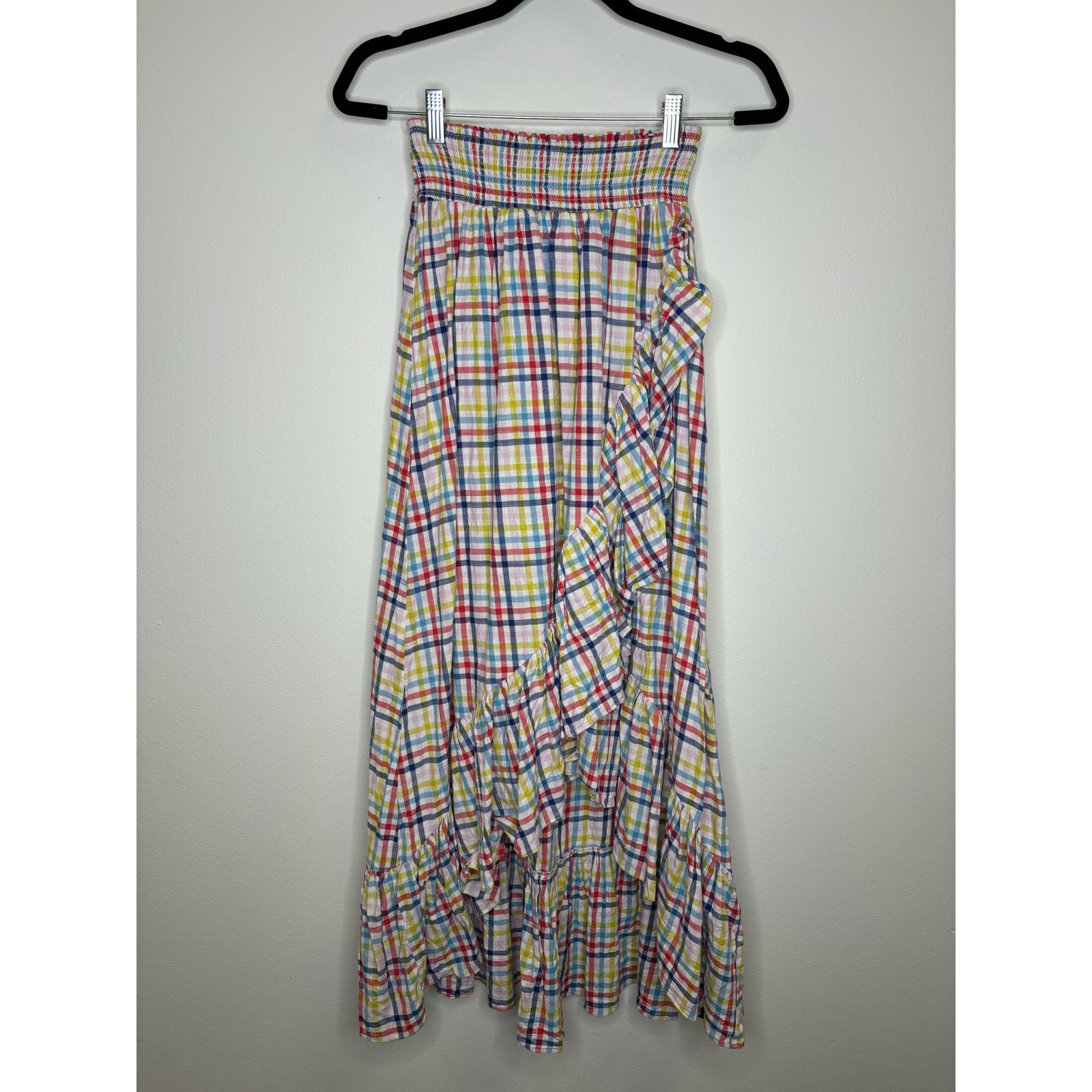 Anthropology, colorful plaid ruffle maxi skirt. Size small. ￼