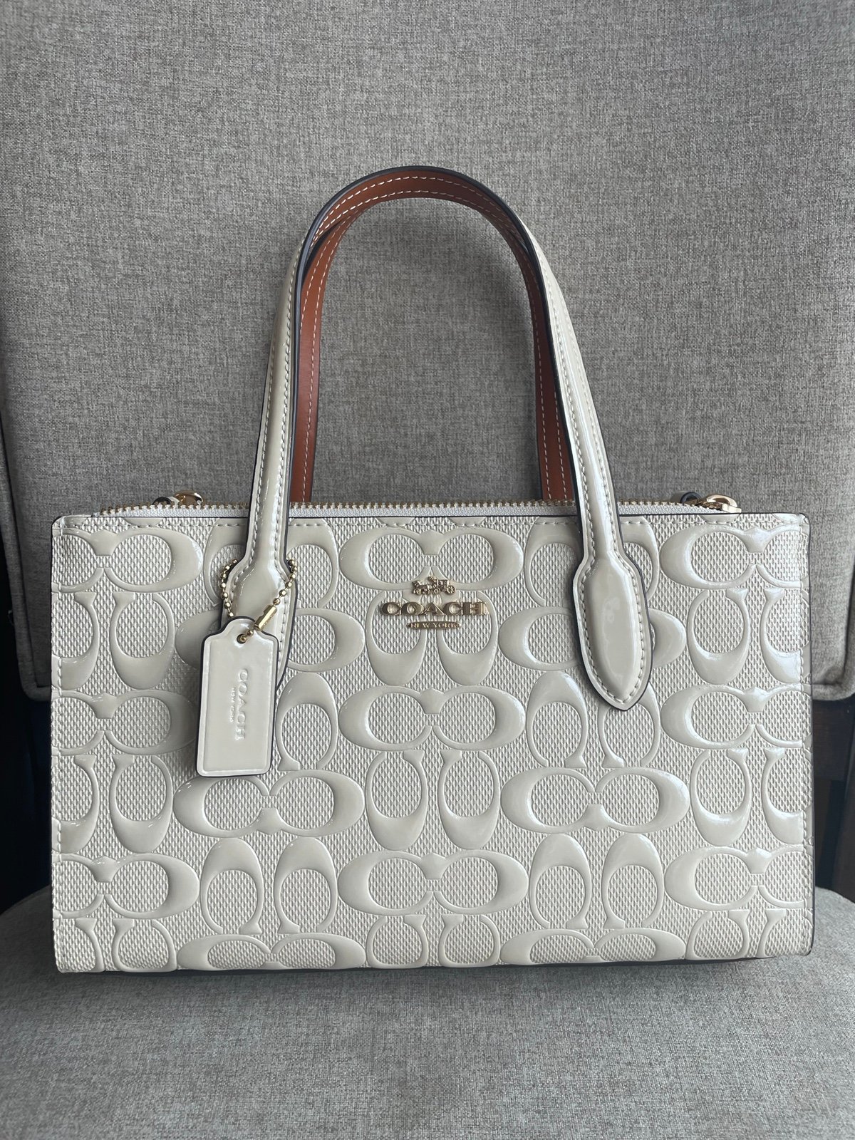 NWT！COACH NINA SMALL TOTE BAG IN SIGNATURE LEATHER（COACH CT854）gift receipt