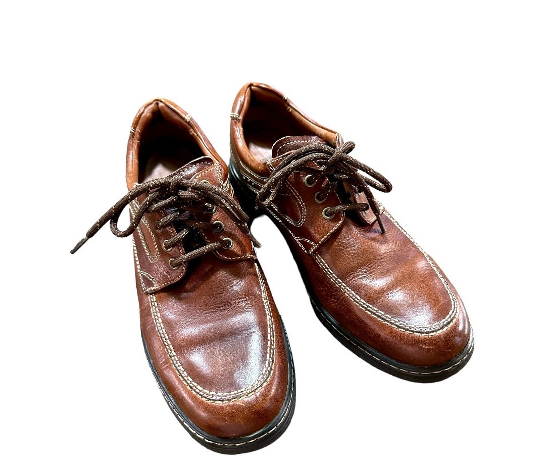 JOHNSTON & MURPHY, MENS, COLVARD MOC TOE, MAHOGANY SHOES. SIZE 8M
