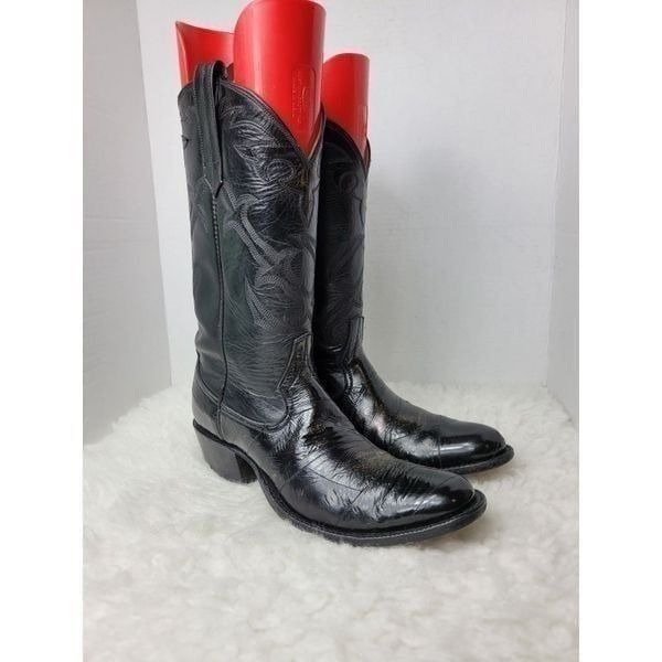 Vtg Rios Of Mercedes Womens Boots Size 6 B Eel Black Cowboy Western Shoes