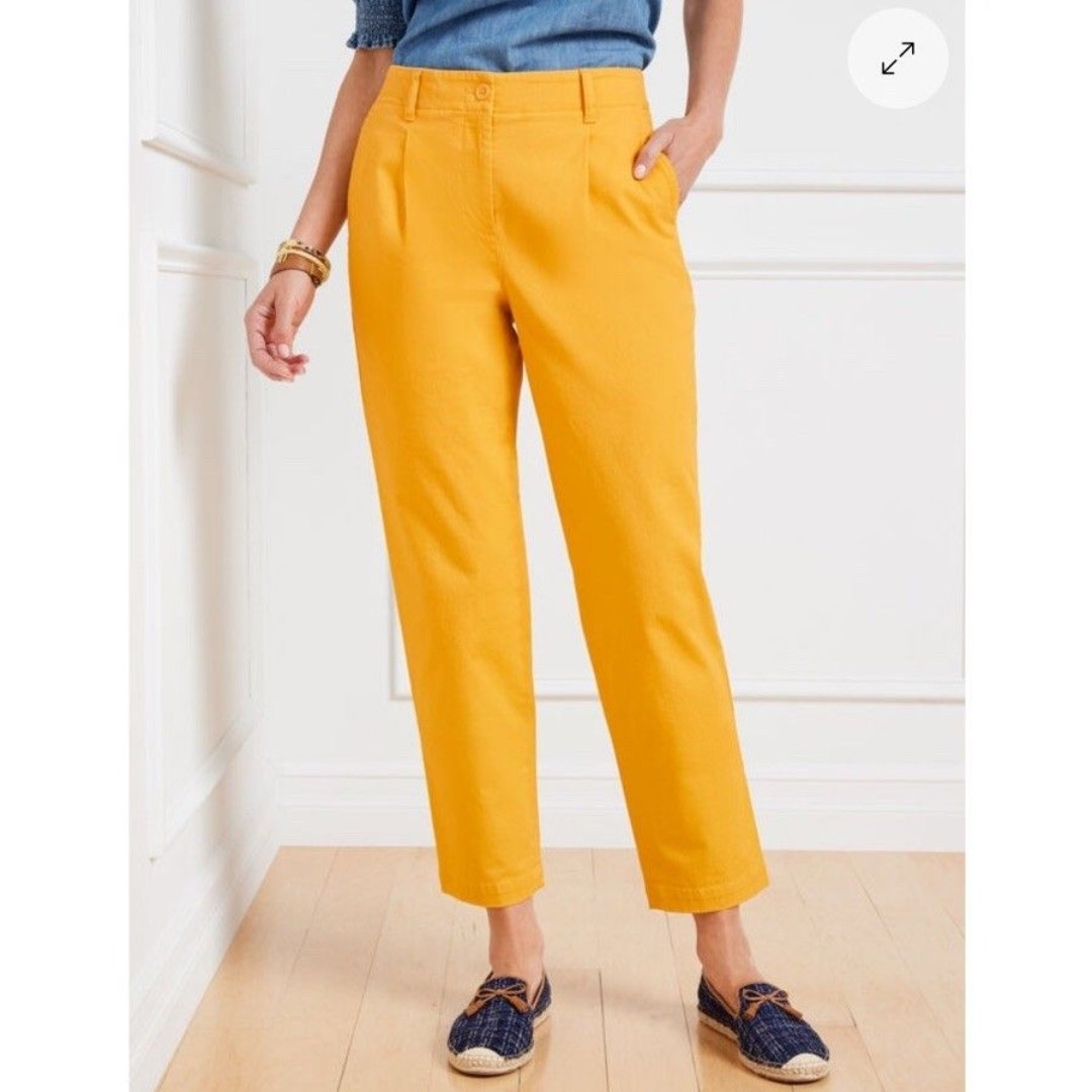 Talbots Modern Twill Pleated Chino Ankle Pant NWT Plus Sz 18W Yellow HR B8