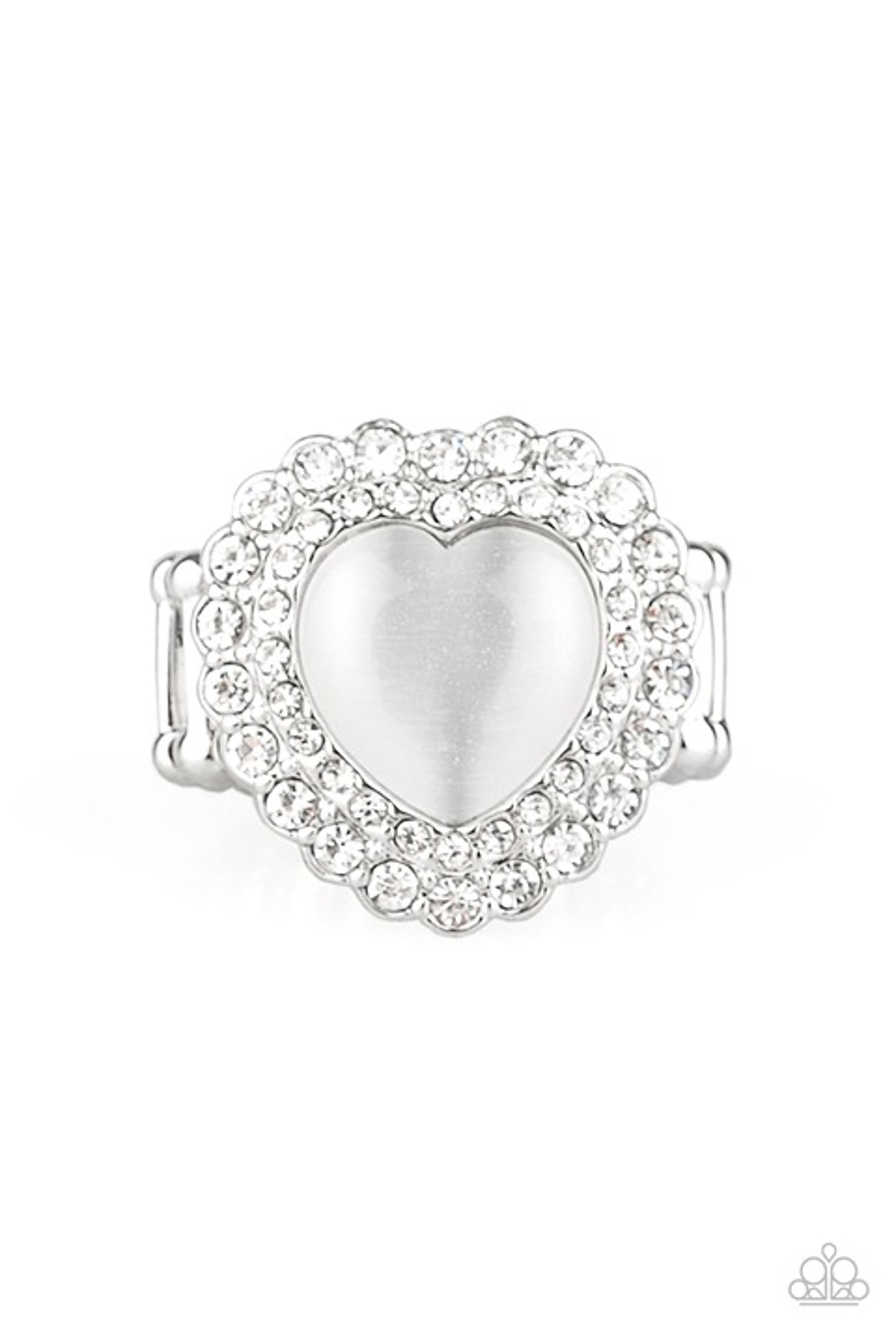 Paparazzi Lovely Luster White Heart Ring!
