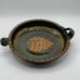 Studio Art Pottery Signed Redware Hand Painted Fish Motif Serving Handled Bowl