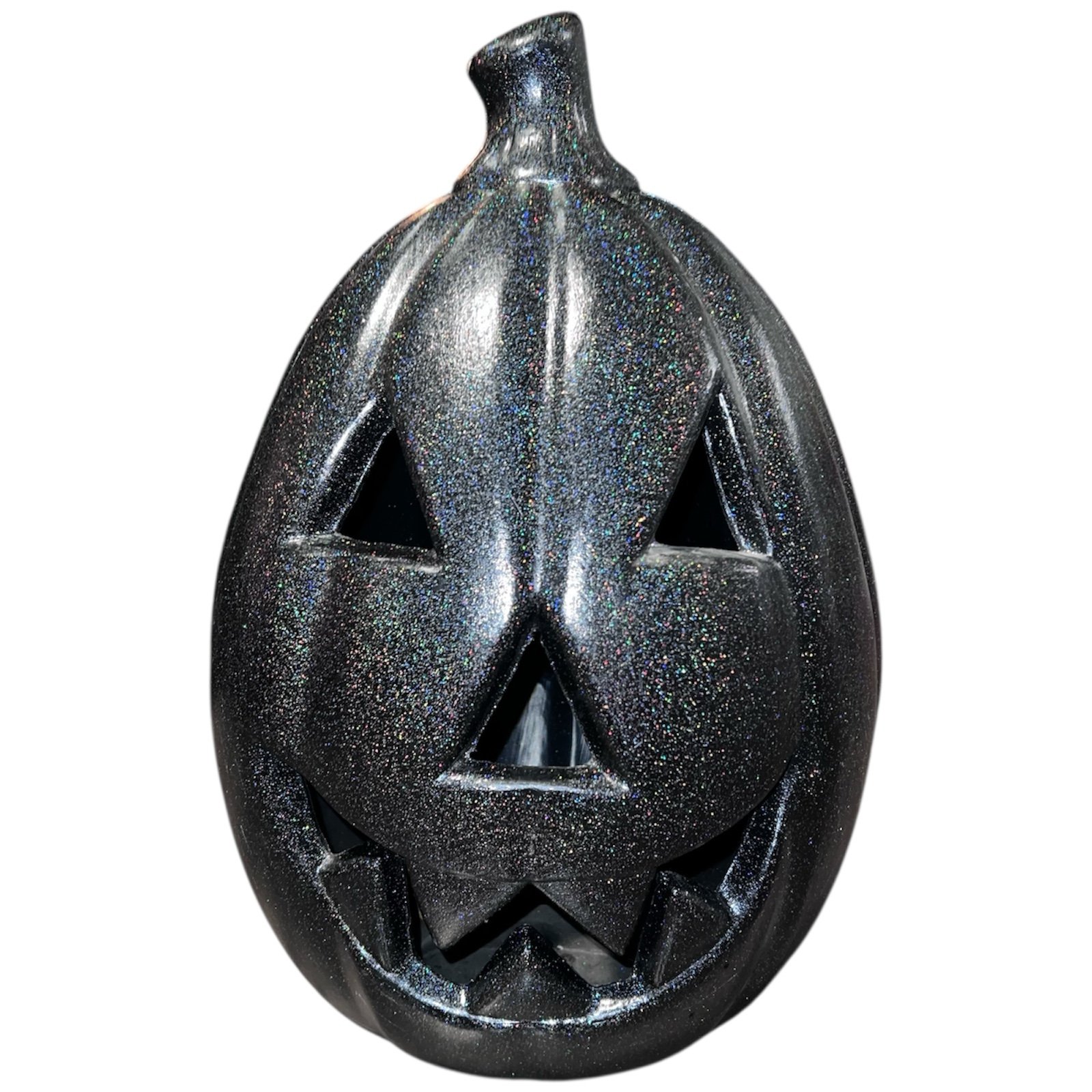 RARE! General Foam Plastics Black Glitter Halloween Jack O Lantern Blow Mold 21